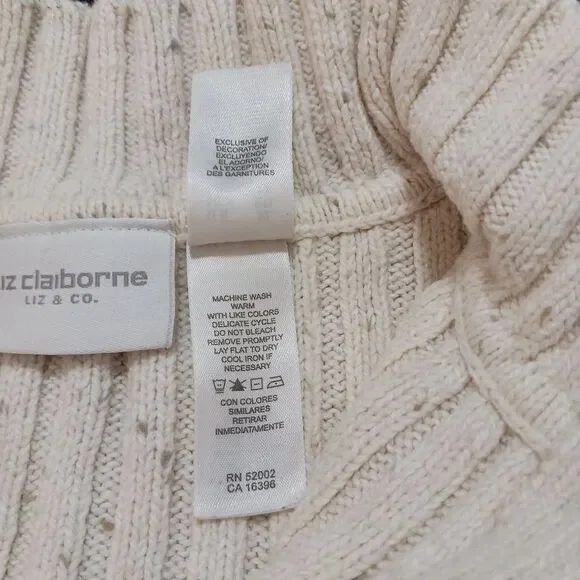Liz Claireborne Ribbed Womans XL Pullover Sweater 1/4 zip. Oatmeal Color - Picture 10 of 12